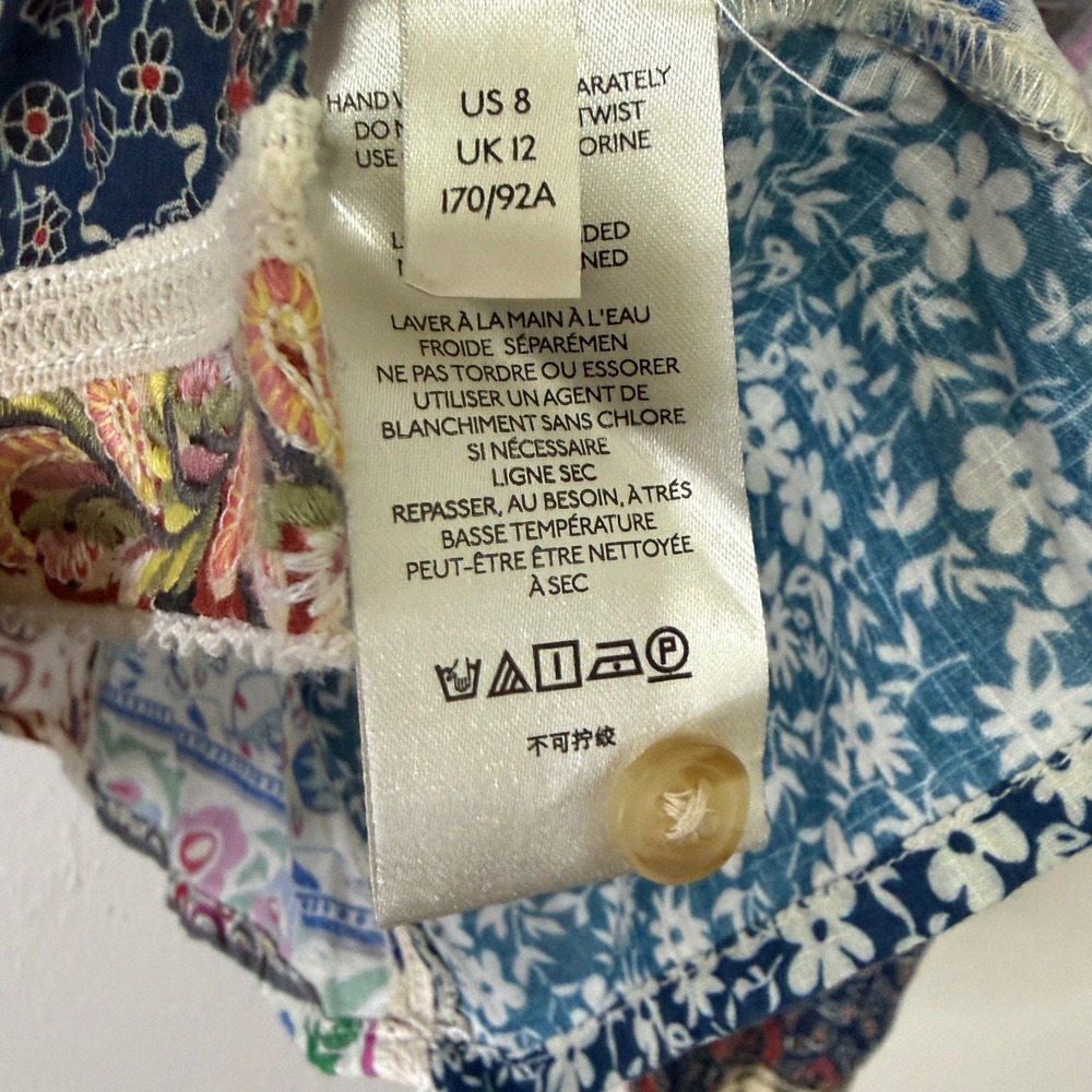 Anthropologie Pilcro Patchwork Floral Paisley Blouse Multi Color Size 8 - Picture 8 of 12
